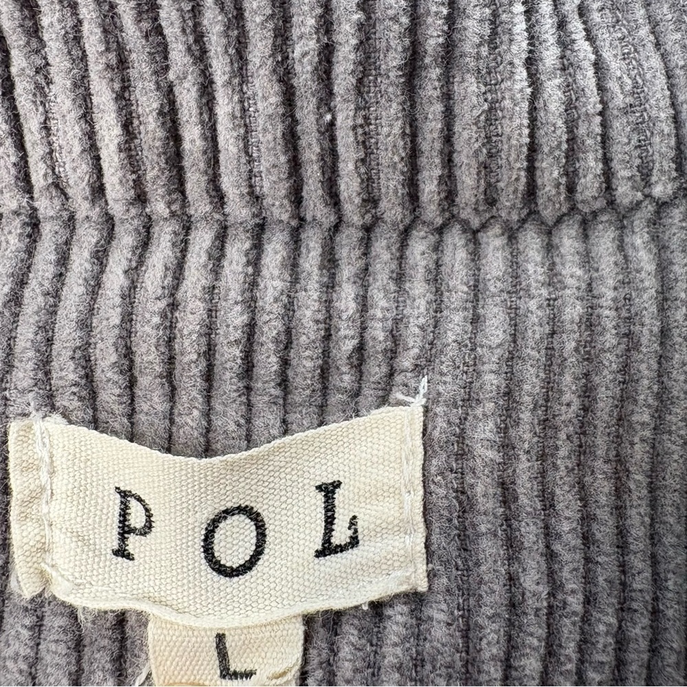 POL Heather Gray Corduroy Jacket Cropped Fringed Hem Oversized 100% Cotton - Picture 4 of 13